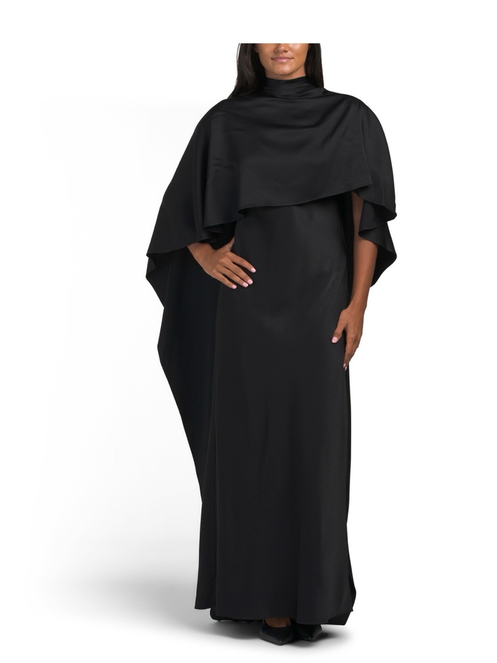 UNGARO Abigail Satin Cape Dress